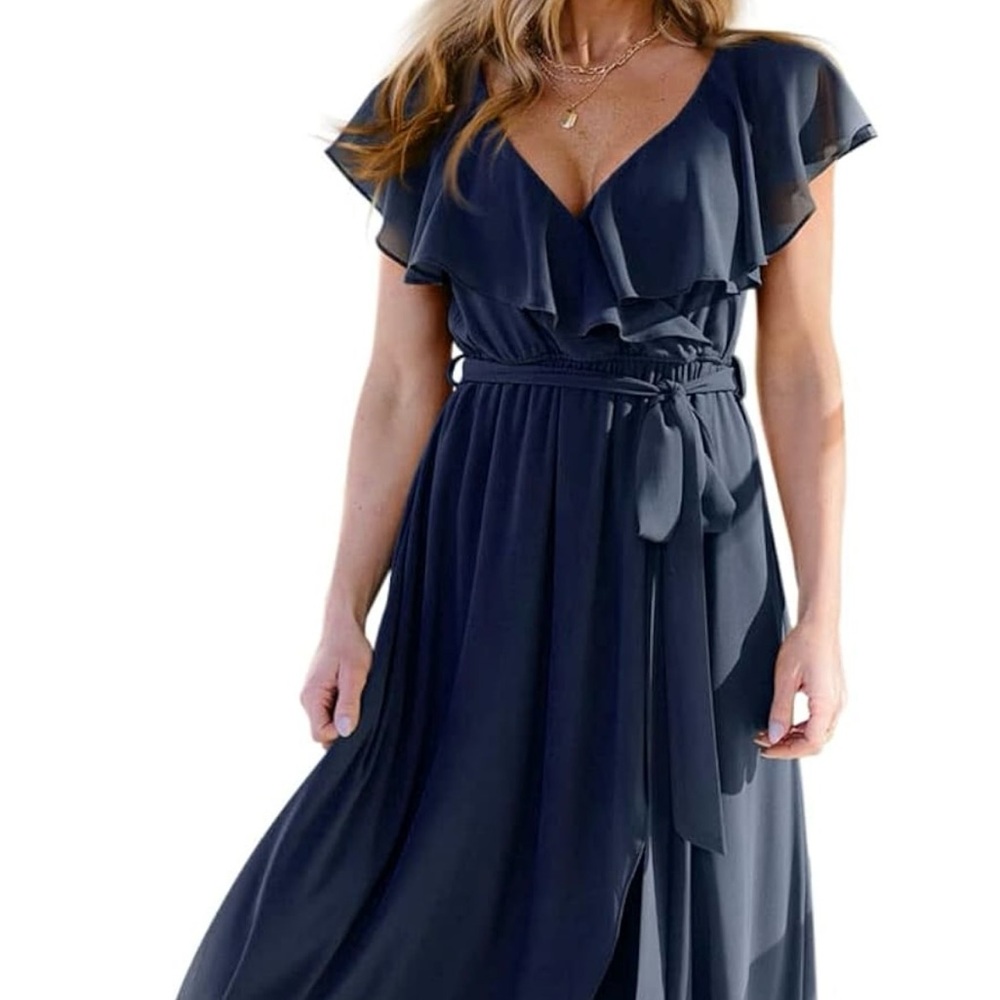 Chic, Elegant, Flowy Blue Maxi Dress